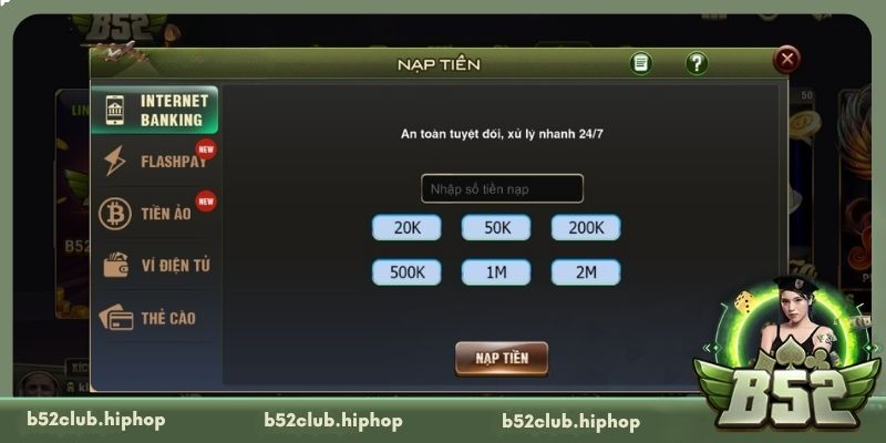 Các hình thức nạp tiền phổ biến tại B52 Club