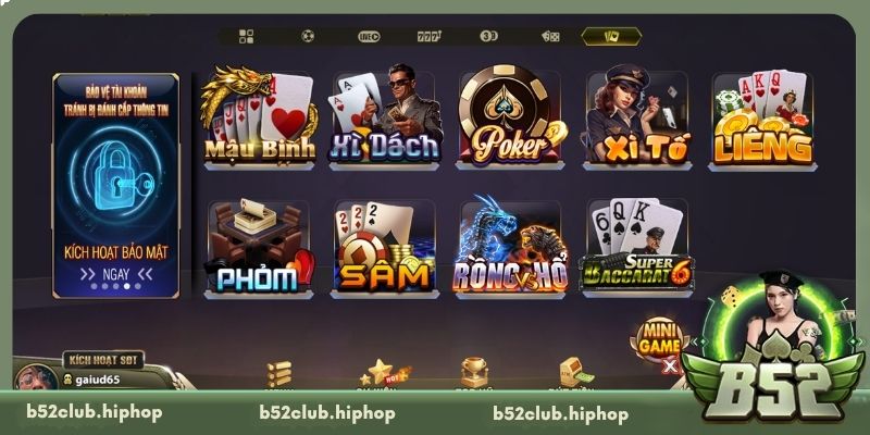 Khám phá danh mục trò chơi tại B52 Club game bài