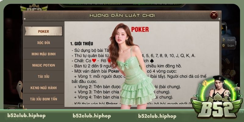 Luật chơi Poker chi tiết tại B52 Club