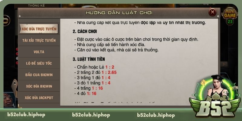 Luật chơi Xóc Đĩa livestream chi tiết tại B52 Club