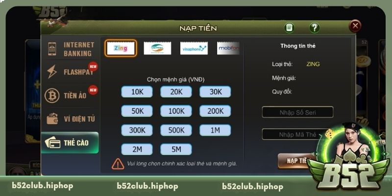 Lưu ý bạn cần biết để nạp tiền B52 Club thành công ngay lần đầu